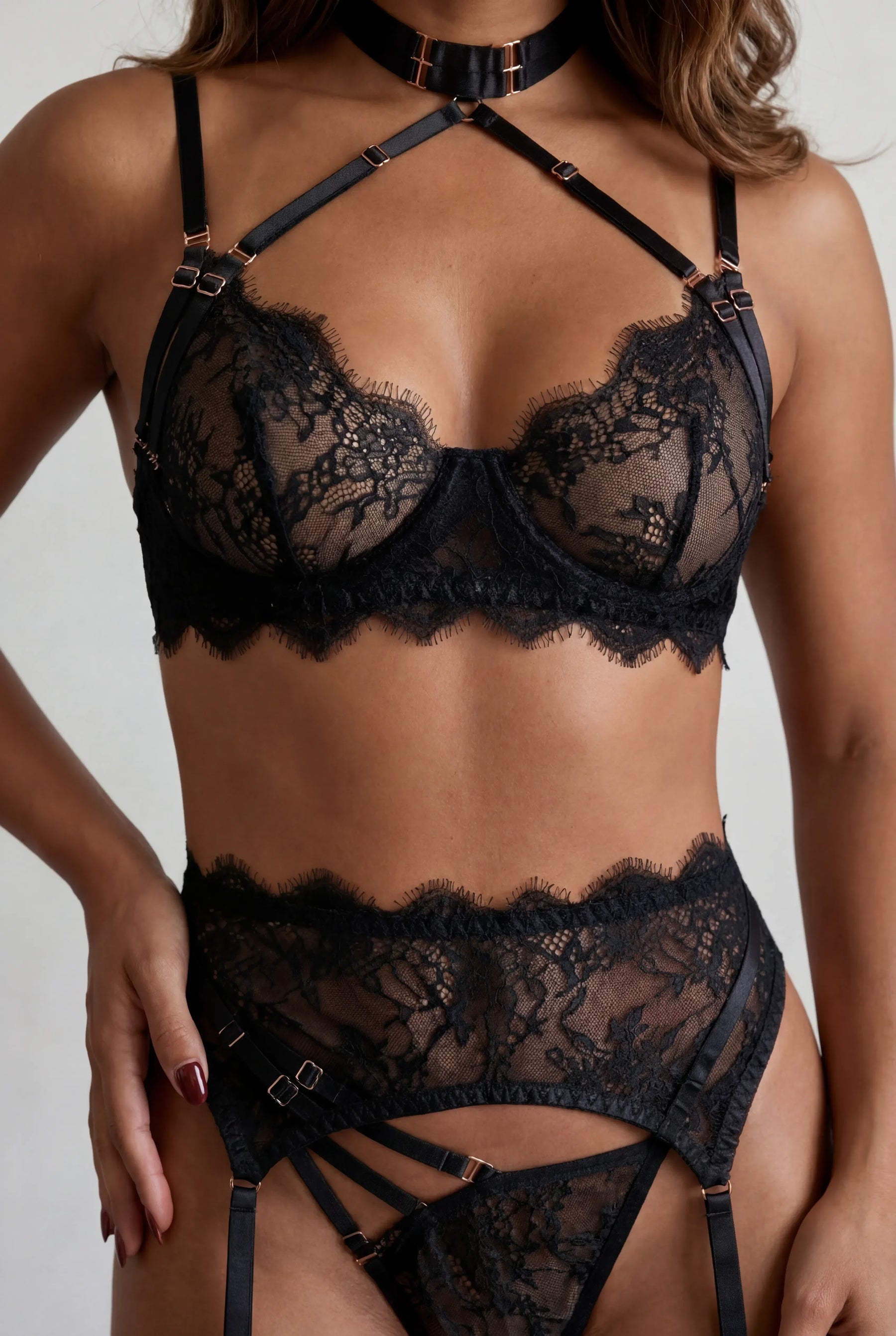 Ensemble Lingerie Pour Femme Quatre Pi Ces Audacious Noir