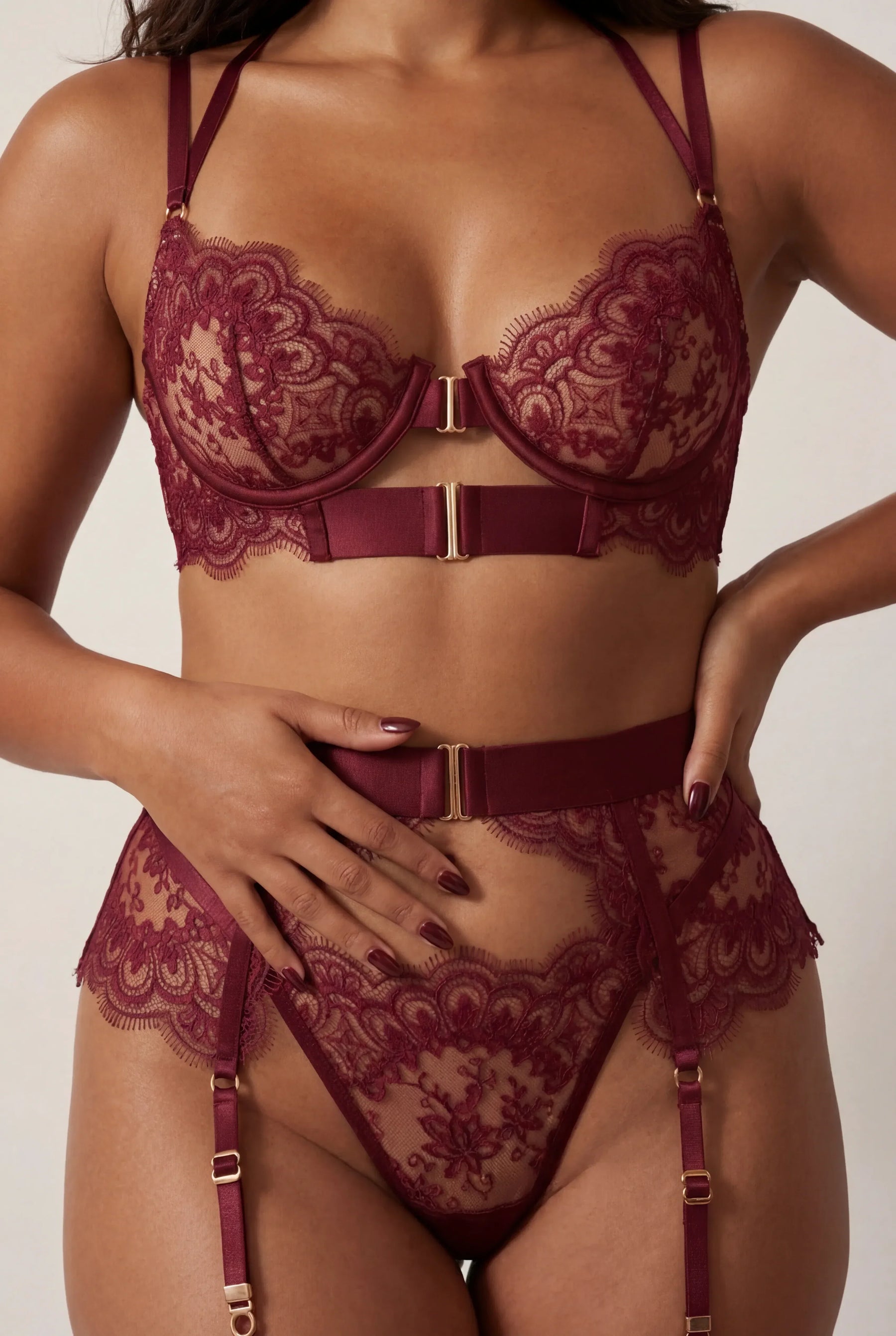 Ensemble Lingerie Quatre Pi Ces Keely Bordeaux