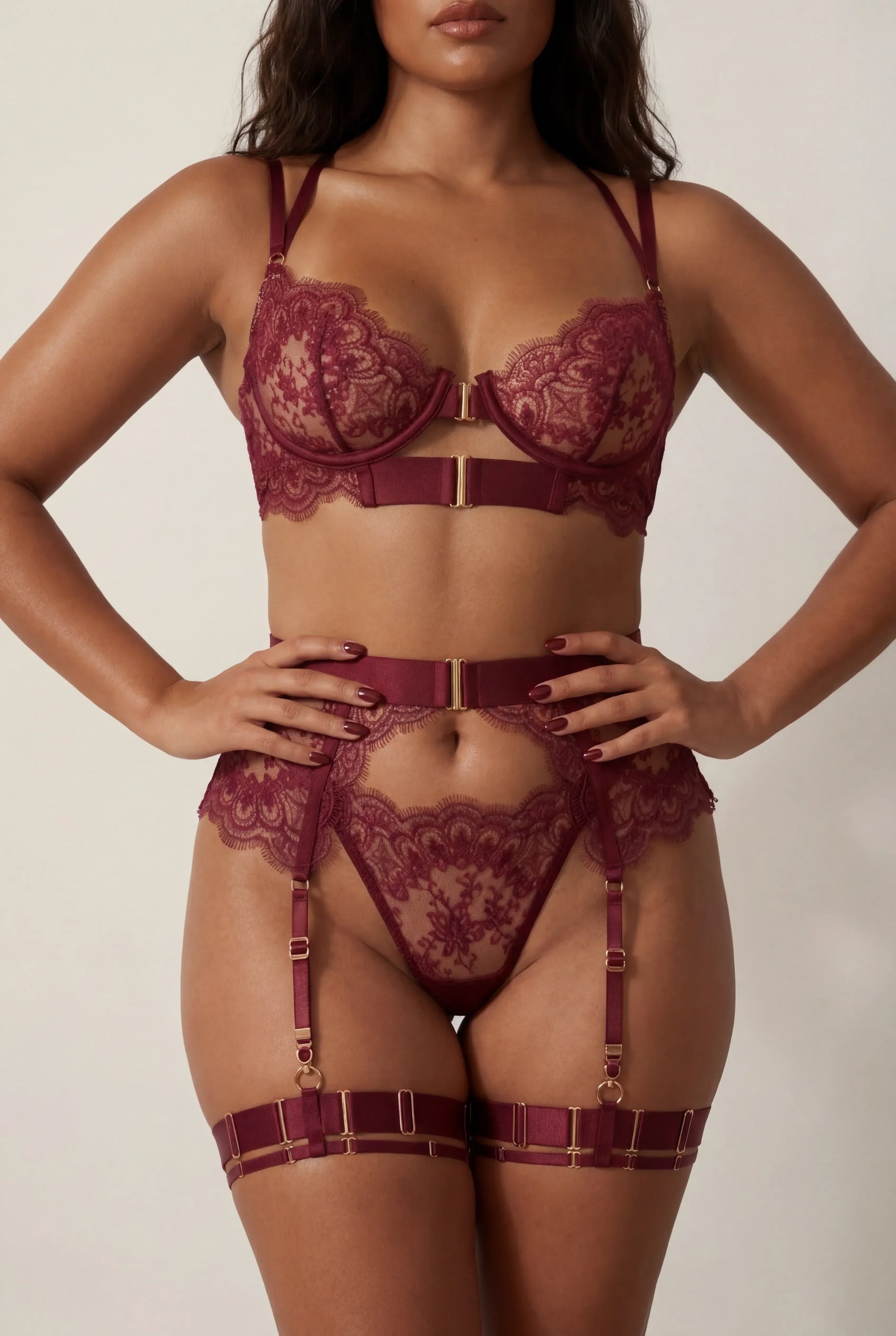 Ensemble Lingerie Quatre Pi Ces Keely Bordeaux